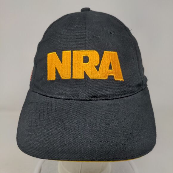 NRA Strapback Hat Black One Size Adjustable Embroidered Patriotic 6 Panel - Picture 2 of 7